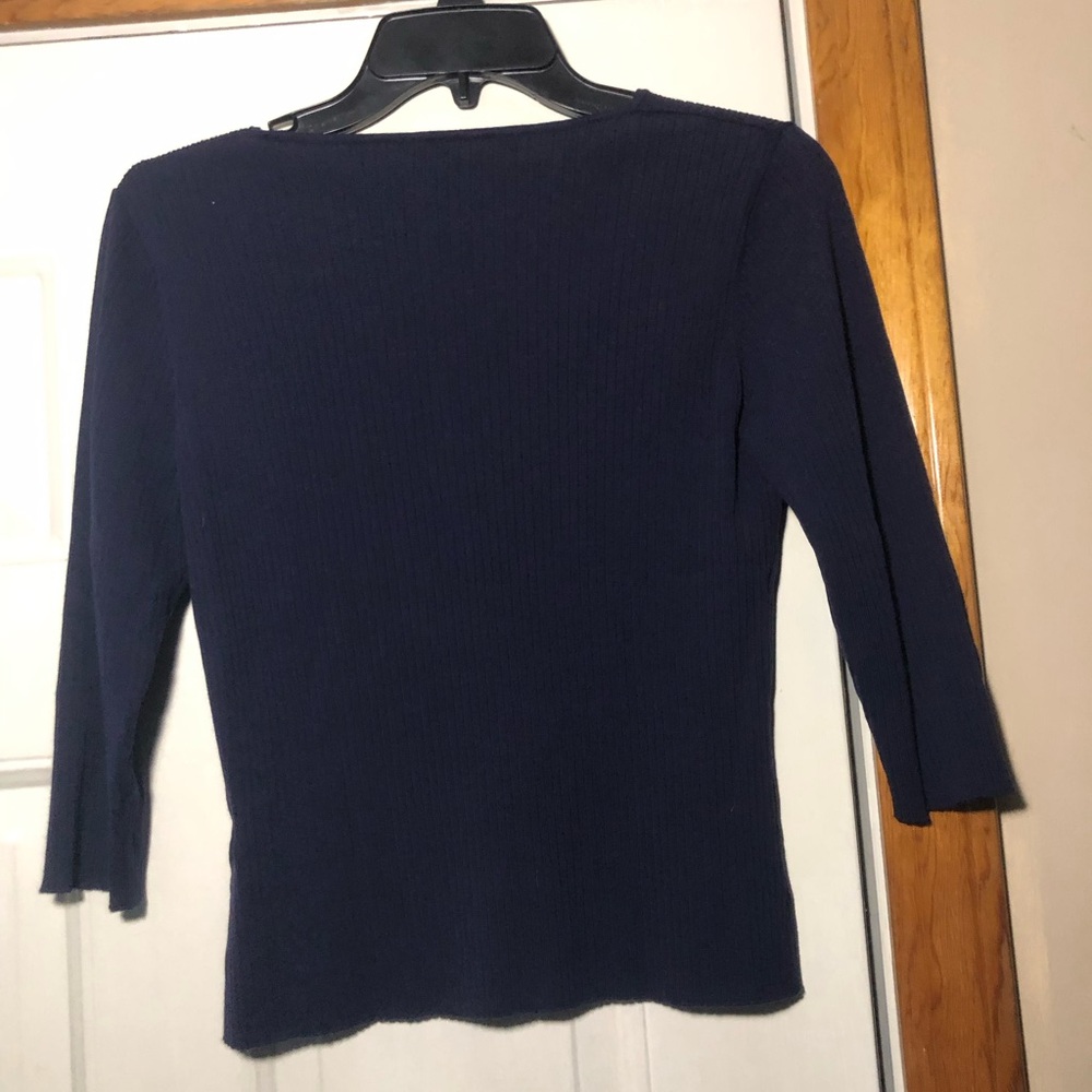 August Silk Dark Navy Blue Knit Top - Picture 4 of 5